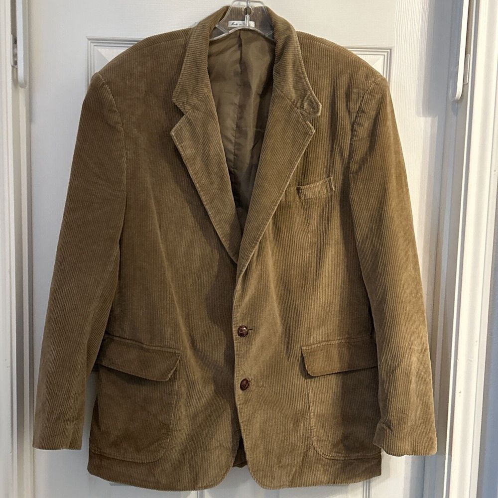 Vtg 70's Wentworth Sport Coat Brown Corduroy Jacket 44l Blazer